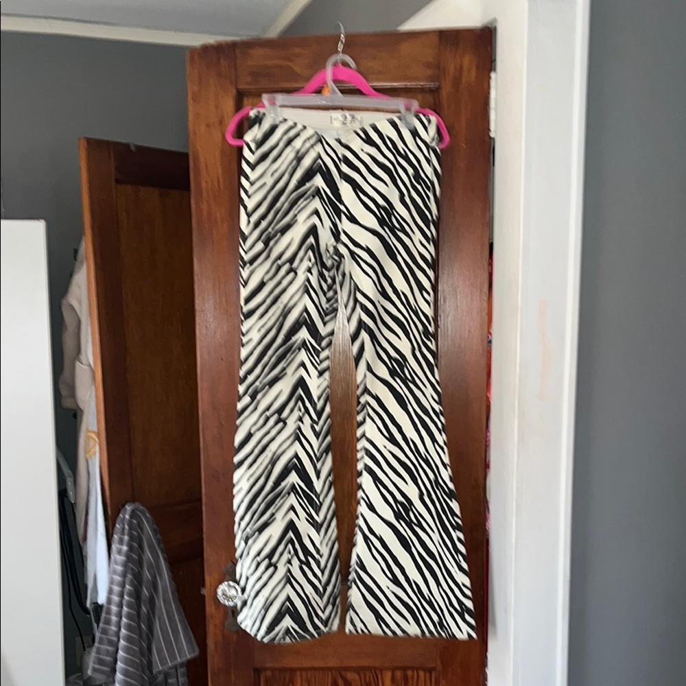 Free People Black and White Zebra Print penny pull up flare